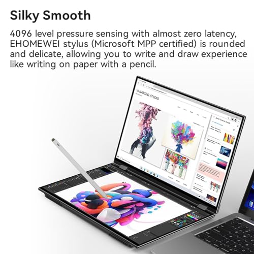 Image of EHOMEWEI X2 Pro 16'' Dual Screen Portable Monitor 2.5K 2560*1600 Foldable Laptop Screen Extender, Dual Touchscreen with 4096-Level Stylus, USB-C HDMI, for MacBook Windows PC Switch PS5, CNC Aluminum