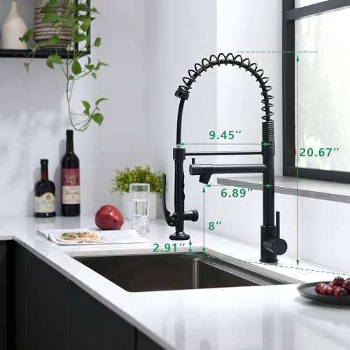 Image of Fapully Black Kitchen Faucet,Commercial Pull Down Kitchen Sink Faucet