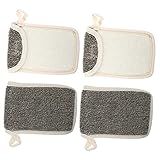 TOGEVAL Seifenbeutel 4 Stück Schwarz Leinen Peeling Seifensäckchen Zum Aufhängen Für Dusche Bad...