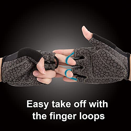 HTZPLOO Bike Gloves Cycling Gloves Biking Gloves for Men Women with Anti-Slip Shock-Absorbing Pad,Light Weight,Nice Fit,Half Finger Bicycle Gloves (Red,Large)