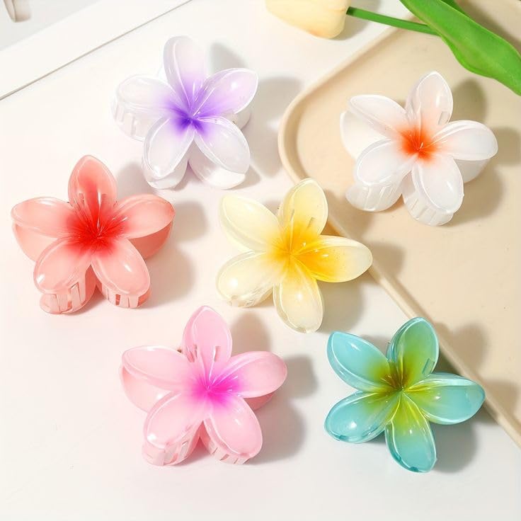 Beautiful Super Bright Multicolor Hair Clips for Women Girls Accessory Strong Non Slip Perfect Hold Thick Hair Long Decorative Floral Cute Set of 3