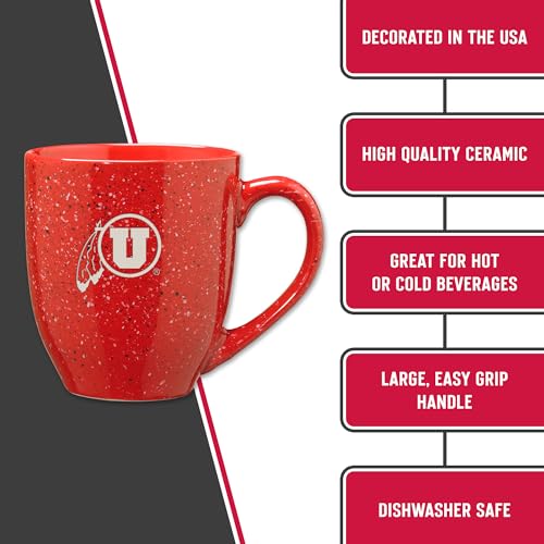 Image of Rico Industries NCAA Utah Utes Red Personalized 16 oz Team Color Laser Engraved Speckled Ceramic Coffee Mug