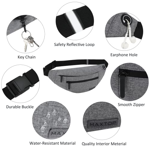 Image of MAXTOP Large Crossbody Fanny Pack Belt Bag with 4-Zipper Pockets Gifts for Enjoy Sports Festival Workout Traveling Running Casual Hands-Free Wallets Waist Pack Phone Bag Carrying All Phones