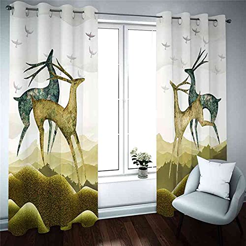 Rideaux occultants 140x polyester isolant phonique animaux de la forêt 3D