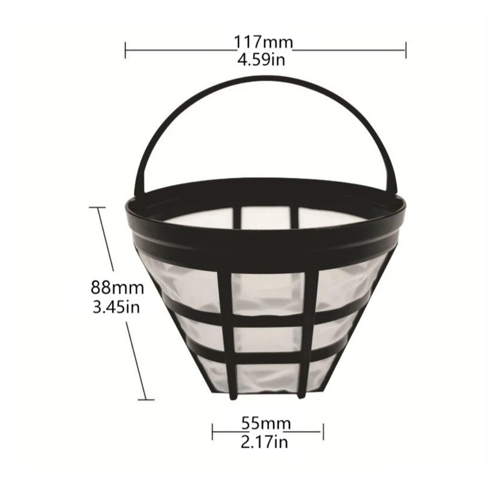 Genérico Cesta de filtro café reutilizable 1/2 piezas, reemplazo máquina cono(2PCS)