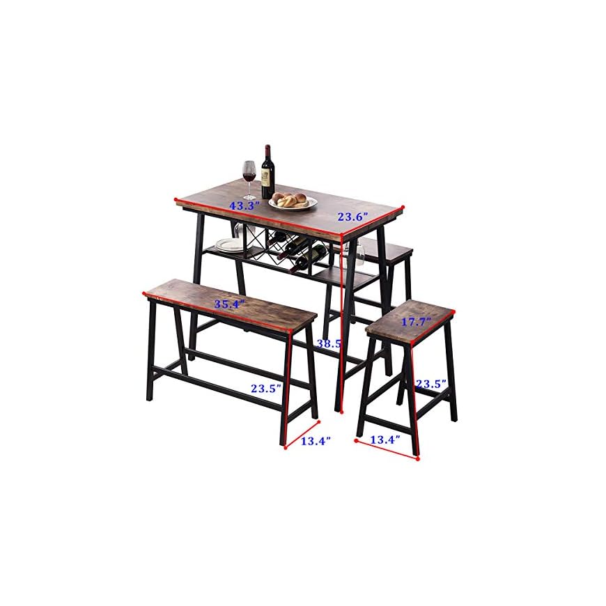 O&K FURNITURE 4Piece Counter Height Dining Room Table Set, Bar Table