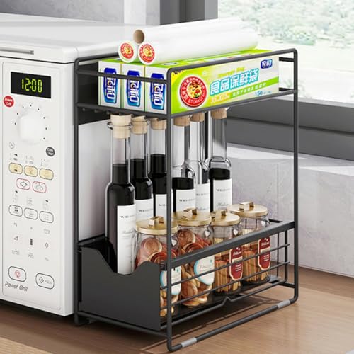 マグネット収納ラック 洗濯機横 隙間収納 引き出し付き 1段/2段/3段 選べる 多層収納 サイド 冷蔵庫横対応 磁石取付 工具不要 簡単設置 ランドリー キッチン収納(ブラック,【引き出し式】2層マグネット式)