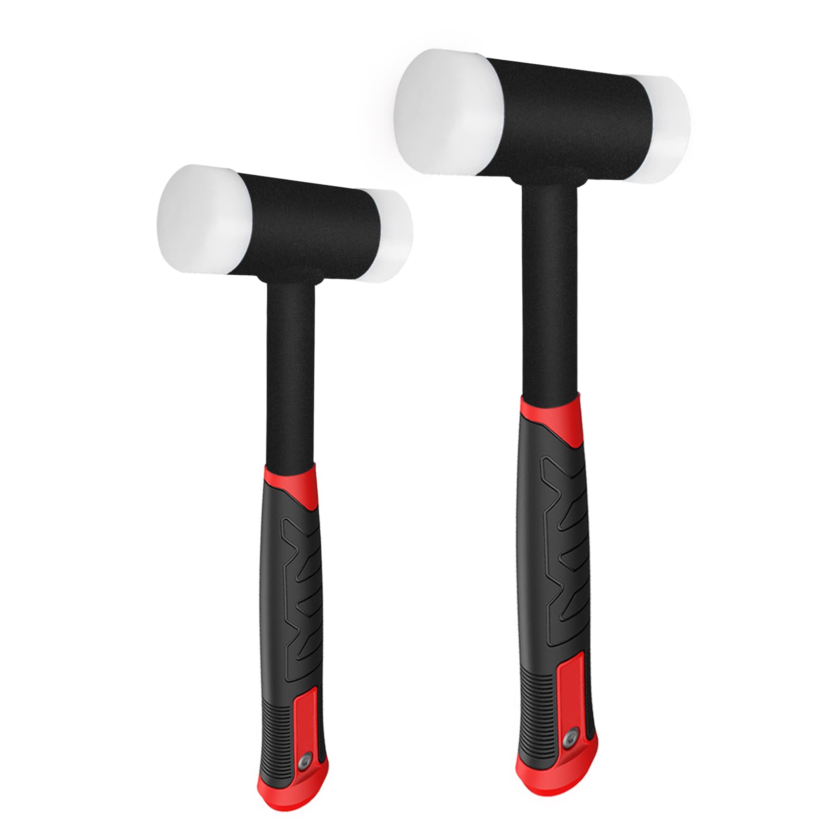 YIYITOOLS Mallet Hammer Set 40 & 50mm Non-Slip Rubber with One-Piece Forged Carbon Steel Handle, Steel Ball Filled for Reduced Rebound, Ergonomic PP+TPR Grip–Great for Woodworking & Automotive Repairs