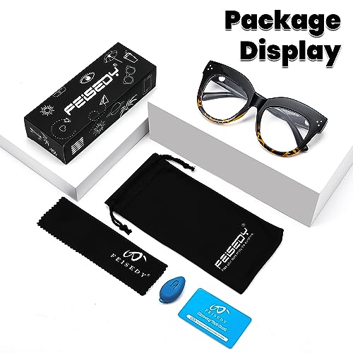 Image of FEISEDY Cat Eye Blue Light Glasses Oversized Vintage Chunky Computer Glasses for Women Hipster Party B0026