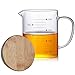TAMUME 350ml Vaso de Vidrio para Hornear, con Tapa de Bambú, Jarra de Medir para la Cocina (350ml)