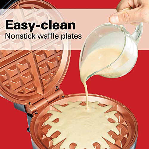 Hamilton Beach Máquina de waffle belga com placas revestidas de cerâmica antiaderentes sem PFA, cont