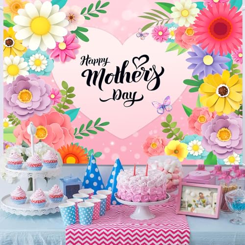 Fondo Fotográfico 8x6ft Feliz Día de la Madre Flores Rosadas miniatura 4