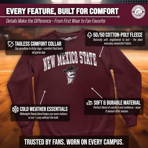 Image of NCAA College Sweatshirt Fleece Crewneck Pullover for Men and Women | Officially licensed NCAA college gameday crewneck pullover - 9 oz fleece lined sweatshirt with arch and logo design