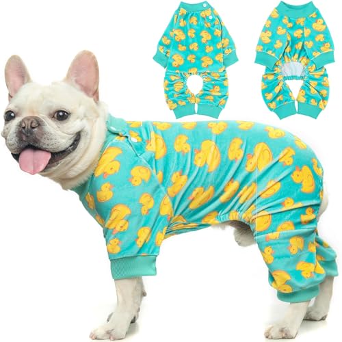 Image of BEAUTYZOO Dog Pajamas Large Sized Dog, Summer Doggie Pajamas for Boy Girl, Soft Strechy Cotton Puppy Pjs Jammies Onesies for Men Women, Pet Jumpsuit Body Suit Cat Apparel Clothes, Yellow Duck XL