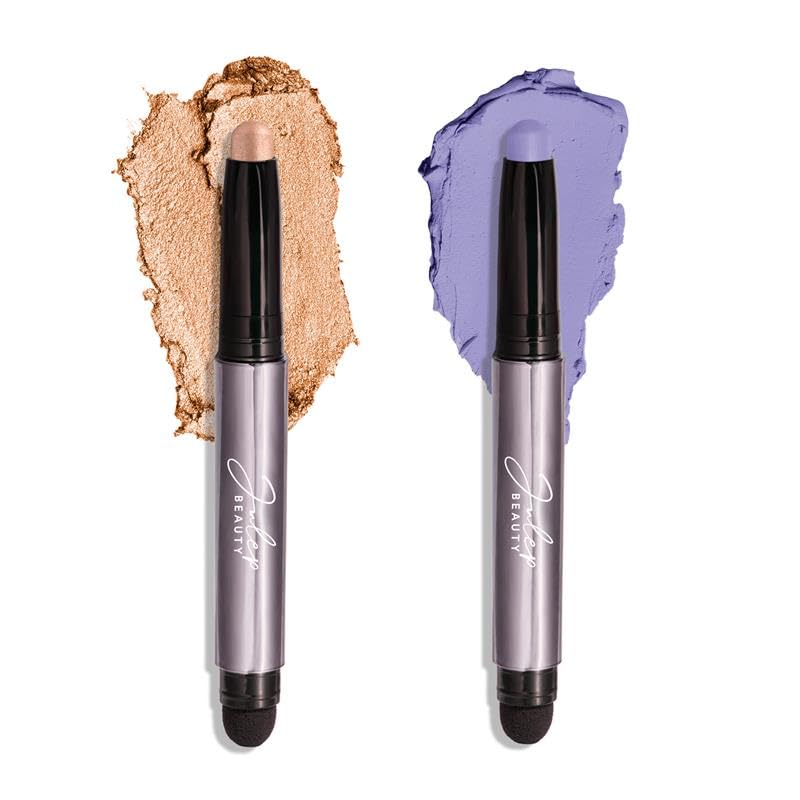 Julep Sombra de ojos 101 Crème-to-Powder sombra de ojos en barra dúo, champán brillante y lavanda mate
