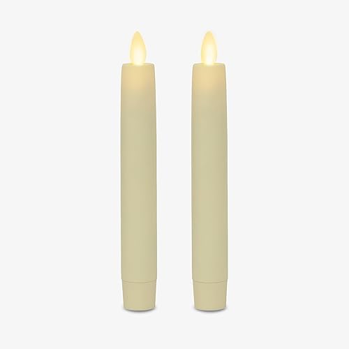 Miniatura 8 de Luminara Juego de 2 cónicas LED de llama móvil 1 x 6 pulgadas vela sin llama parte superior plana cera real lisa sin perfume color rojo