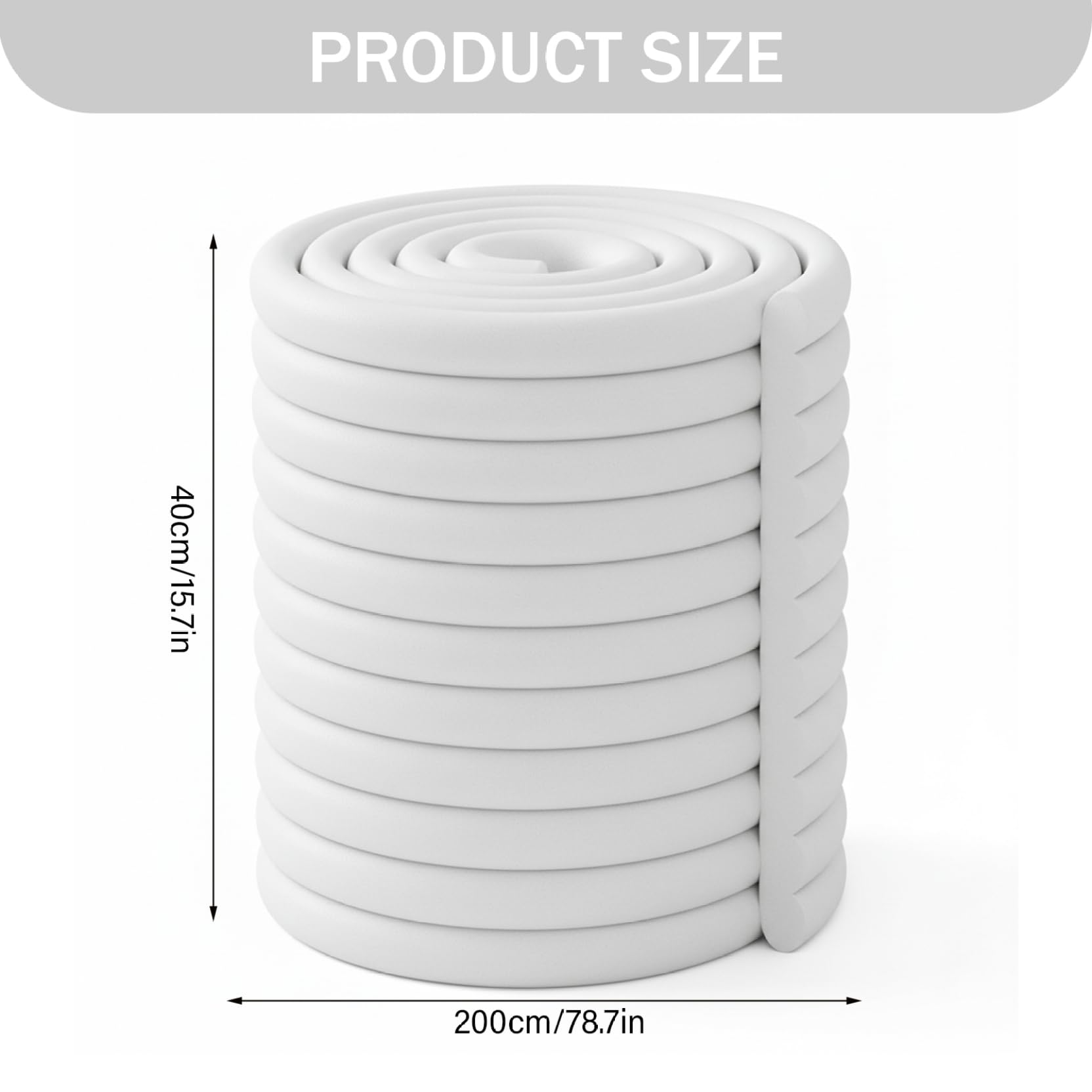Protezione Angoli in Schiuma, Protezione Angoli Anti Collisione in PVC Addensato 40x200 cm per Bambini, Cuscinetti Angolari Morbidi per Mobili da Tavolo a Parete (Bianco)
