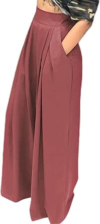 NRTHYE Womens Palazzo Long Pants High Waist Wide Leg Stretchy Loose Fit Casual Trousers with Pocket