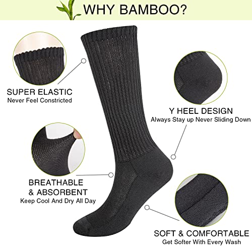 Athlemo 6 Pairs Rayon From Bamboo Socks For Men Sweaty Feet Crew Seamless & Cushioned Breathable Anti-Odor thumb #4