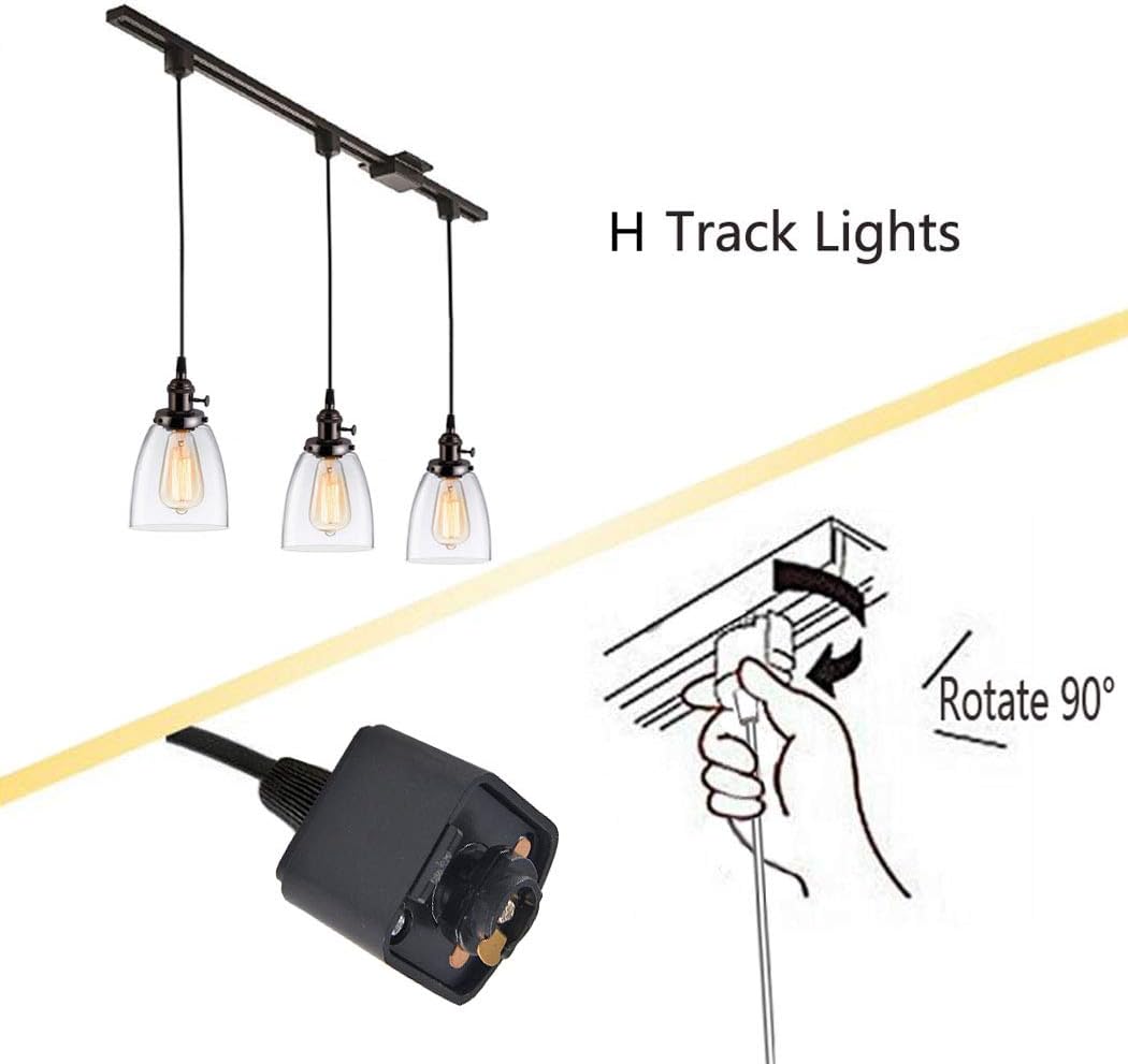 Kiven 1-Light H-Type Track Lighting Pendants, Dimmable Pendant Lights Black Finish Hanging Light Fixture (Bulbs Not Included)