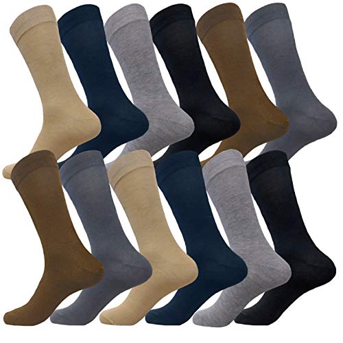 MEN'S MIX COLOR DRESS SOCKS COTTON BLEND 12 PAIRS FORMAL/SUIT/CASUAL SOCKS 10-13