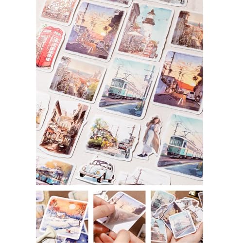 180PCS Washi Paper Travel Sticker Set Season Scenery Stickers for Scrapbooking Traveller Journals Planners Calendar Art Project Arts Crafts Junk Bullet Journaling Water Bottles Scrapbook - Image 9