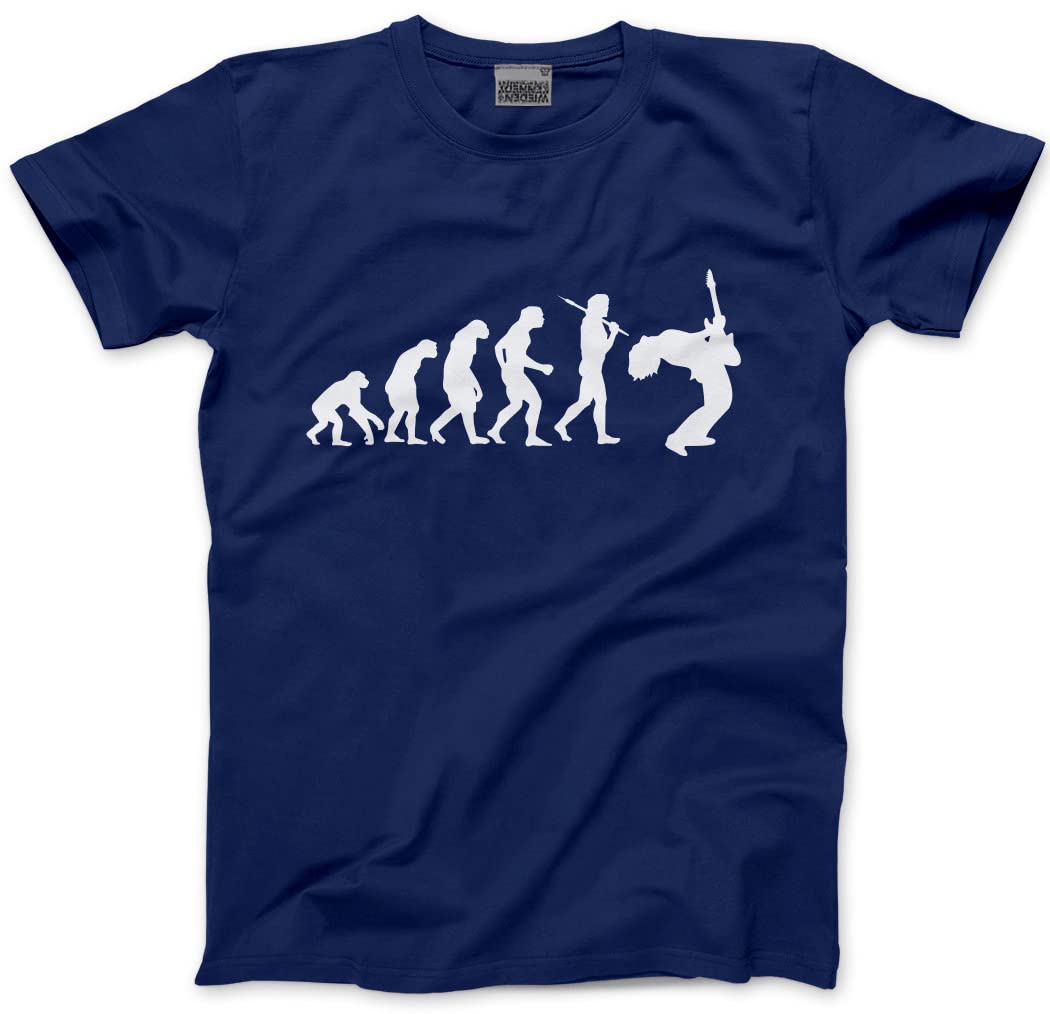 Hotscamp Men's Navy Evolution Of A Guitarist Unisex T-Shirt - Small