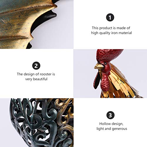 IMIKEYA Galo de metal decorativo, escultura de galo de ferro esculpido, estátuas de galinha para dec