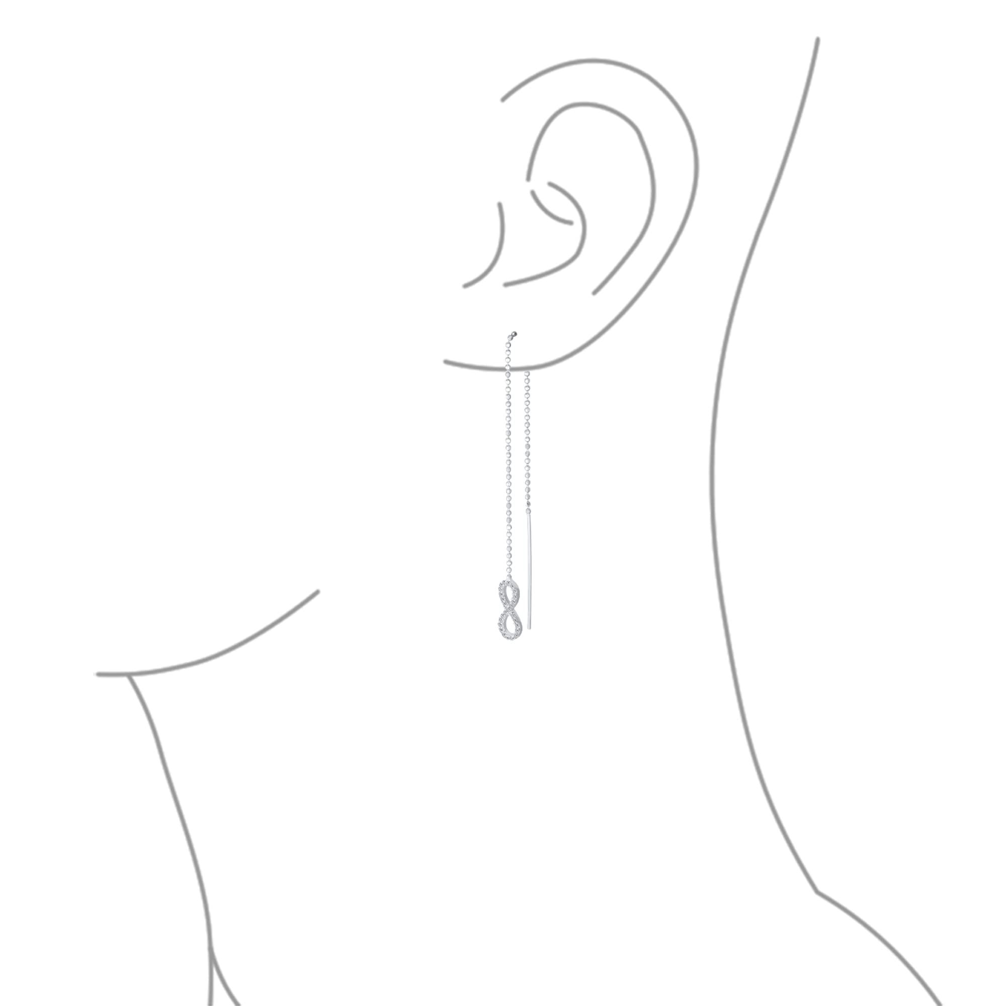 Geométrica Figura Ocho Pave Cz Largo De La Cadena De Bolas Romántico Nudo De Amor Símbolo Infinito Pendientesenhebrador Para Mujeres Adolescentes .925 Plata De Ley