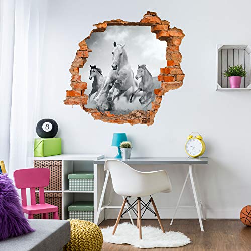 Wandmotiv24 Adesivo da Parete 3D Cavalli in