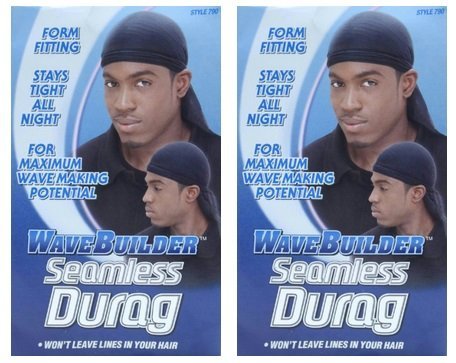 WAVE BUILDER Seamless Du-Rag BLACK (2 Pack)