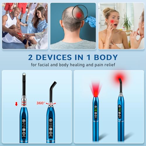 Image of Viconor Red Light Therapy Cold Sores Treatment&Fever Blister,Canker Sore Mouth Sore Relief, Nose Ear Knee Hands Joint Muscle,Handheld Infrared Red Light Therapy Device for Body Face(Blue)