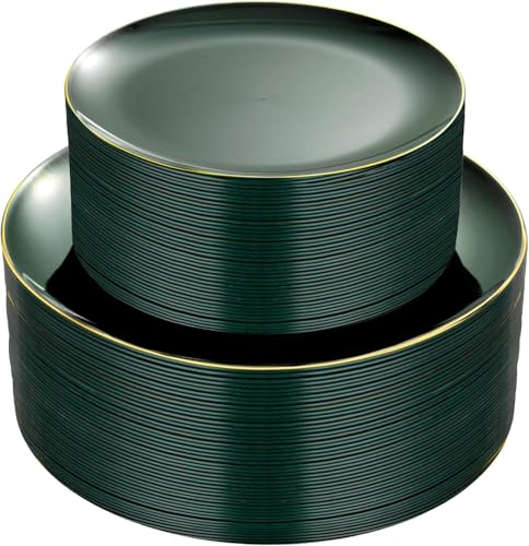 PULOTE Green Plates with Gold Rim