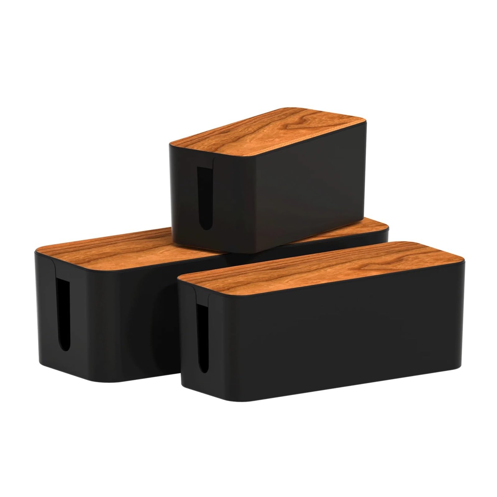 Kabelbox Kabelmanagement-Box, Kabelmanagement-Set for Steckdosenleiste for Verstecken von Drähten, Kabel-Organizer-Boxen, for Zuhause und Büro Für Wohnräume(White Wooden)