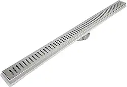 Ralo Linear 5x80 Banheiro Inox Polido Tradicional Coletor Cinza Saídas 40mm com Tela (5cm x 80cm)