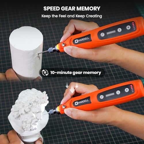 Image of HARDELL Mini Cordless Rotary Tool 4V, 5-Speed Rotary Tool Kit with 30 Accessories,Type-C Charging DIY Craft Tool for Engraving, Sanding, Polishing, Drilling, Grinding(Black) (Orange)