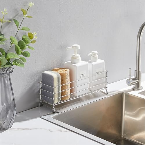 スポンジラック 大型 ステンレス製 防錆 水切りラック キッチン用 スポンジホルダー 洗剤置き 台所収納 洗面所 兼用 シンク収納 長さ約28cm