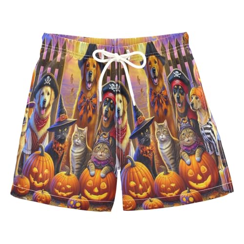 Cute Dogs Halloween Boys Swim Trunks Quick Dry Toddler Swimsuit Boy Board Shorts Bathing Suits Swimwear 5T Multi