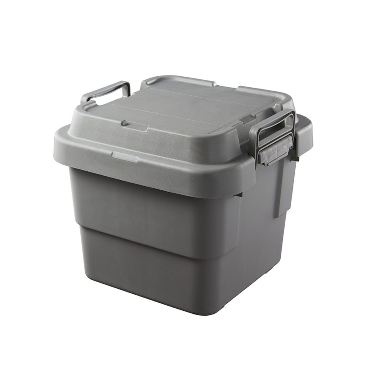 Stackable ABS Storage Box with Lid Slimline Storage Box with Lid Rigid Compact for Campers, Travelers, Car Trunk, Camping, Garage, Silver Gray, 22L-image-32