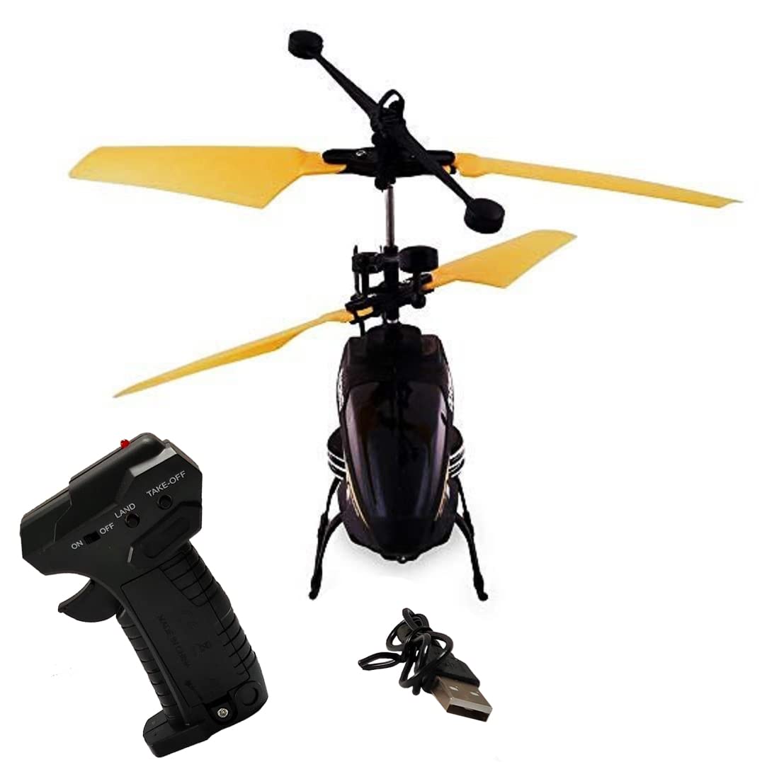 WembleyRemote Control Helicopter for Kids Rechargeable Flying Toys Easy to Use for Boys with Cool LED Lights - Black