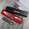 Seido Knives Kiritsuke Damascus Steel Chef Knife Epoxy Resin Stabilized Wood Handle Professional Kitchen Knife VG10 High Carbon Stainless Steel, Sky Blue