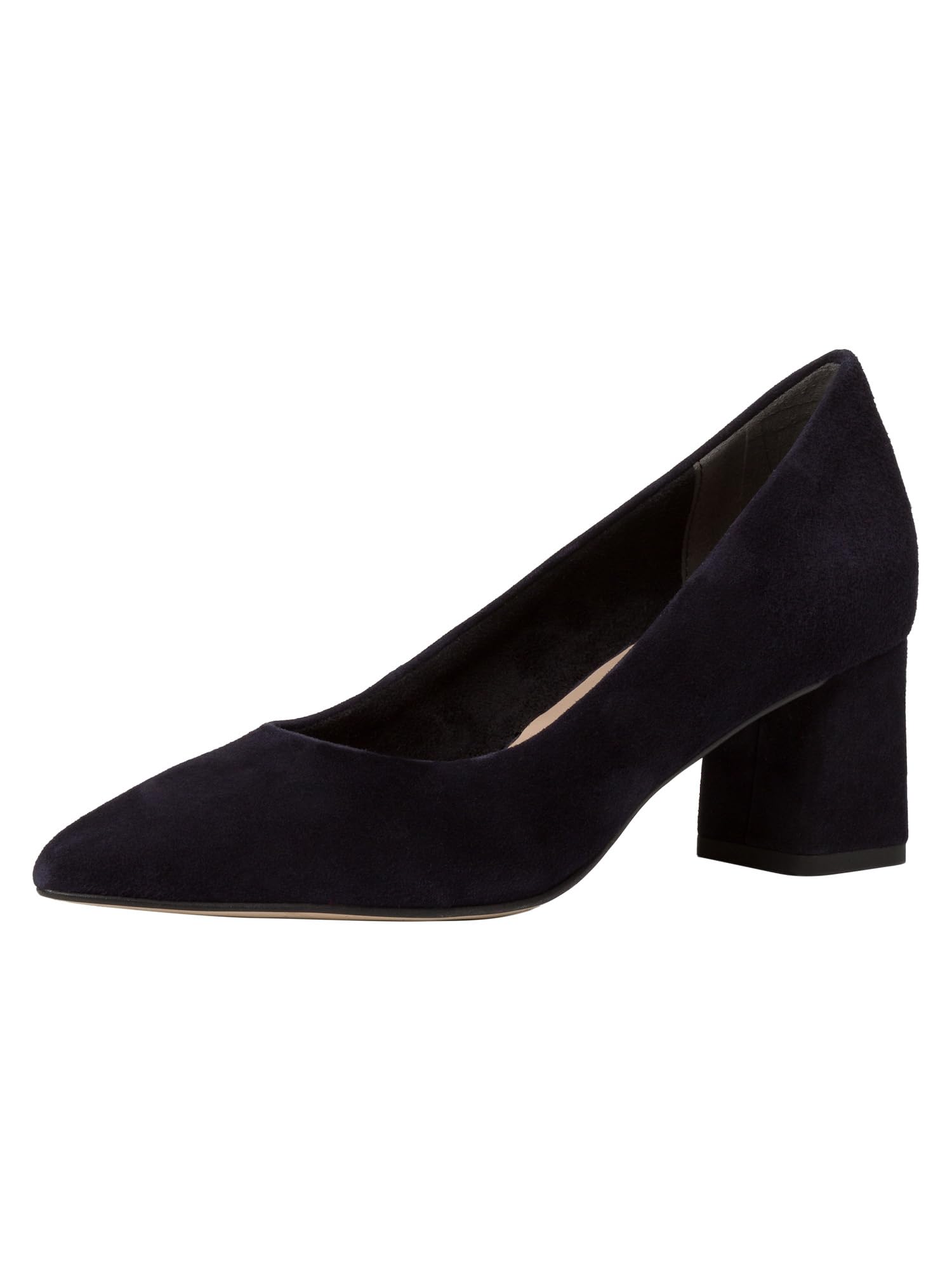 Tamaris Women's Leather Block Heel Court Shoes, Navy, 4 UK