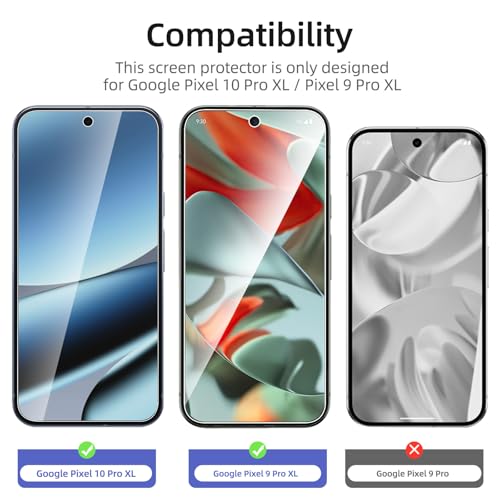Image of NEW'C Pack of 3 for Google Pixel 10 Pro XL, Pixel 9 Pro XL for Tempered Glass, Scratch Free, 9H Hardness, HD Screen Protector, 0.33 mm Ultra Clear, Ultra Resistant