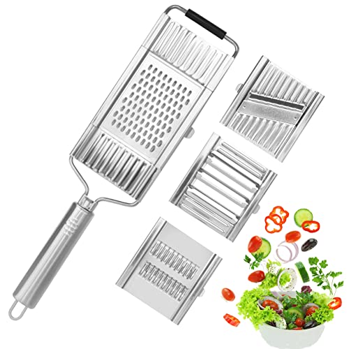 4-in-1-Multi-Purpose-Vegetable-Slicer-Stainless-Steel-Grater-Cutter-Shredder-Potato-Slicer-Vegetable-Cutter-Julienne-Hand-held-Mandoline-Food-Slicer-for-Vegetables-Fruits