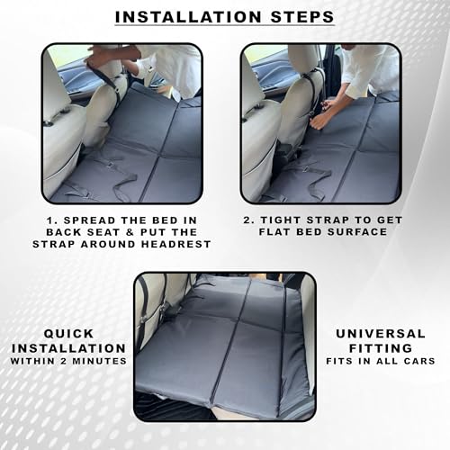 Image of Polyester Foldable Car Bed with Wooden Base Eco (Non-Inflatable Type) (Grey), Full