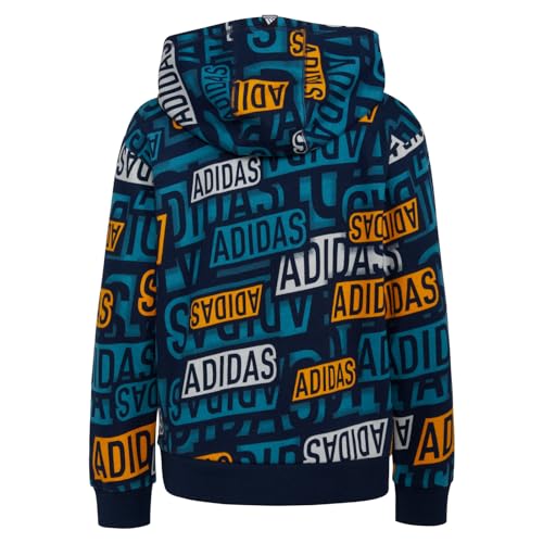adidas boys Active Sport Athletic Pullover Hooded Sweatshirt, Collegiate Navy with Pulse Aqua, X-Large2