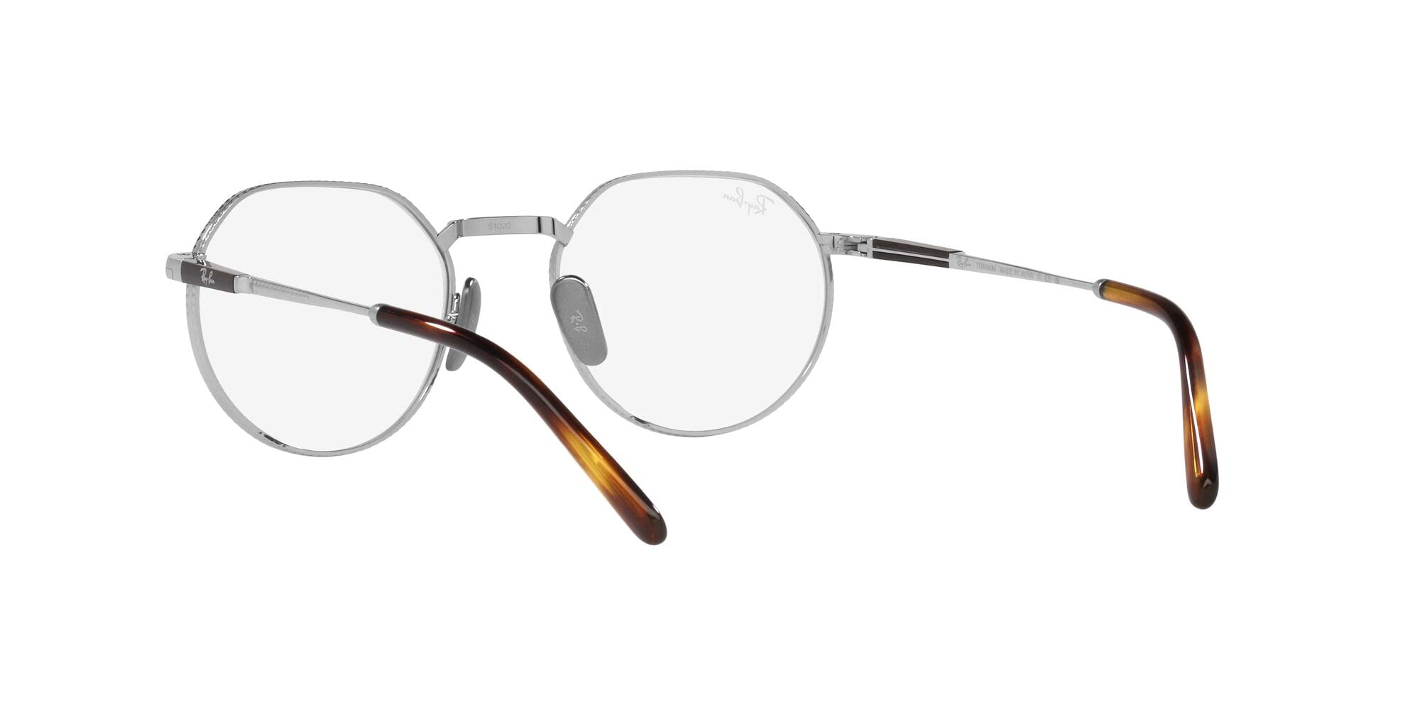 Ray-Ban Rx8265v Jack tytanowe okrągłe okulary na receptę, Srebro/soczewka demonstracyjna, 53 mm