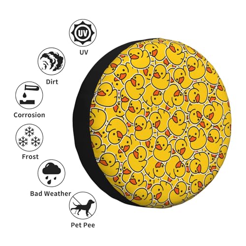 Image of Cute Duck Spare Tire Cover Universal Wheel Tire Cover Funny Cartoon Duck Tire Protectors for Travel Trailer Rv SUV Truck Camper and Many Vehicle 17 Inch