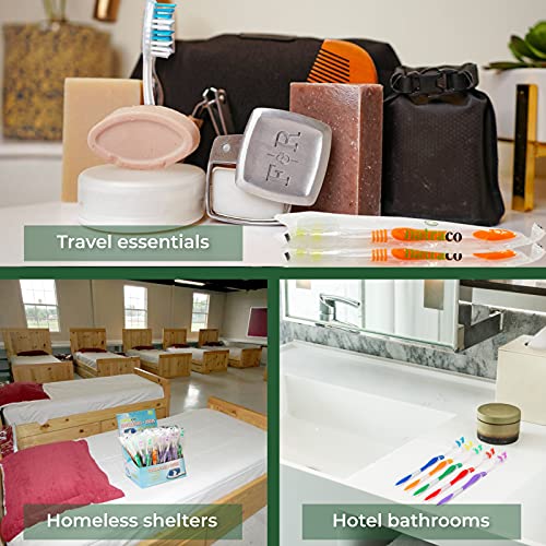 Bulk Toothbrush Pack With Hygienic Covers | Premium Quality Individually Wrapped Colorful Tooth Brushes | Medium Soft Bristles Perfect For Travel Packages, Donations, Hotels (100 Pack) #TOP6