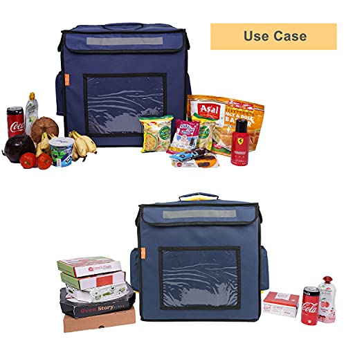 Image of Polyester Modern Maxim Insulated Water Stain Repellent Food Pizza Courier Bag 67 Litres 16X16X16 Inches (Extra Large, Navy Blue)